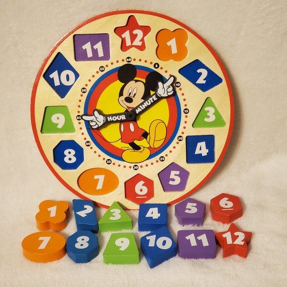 Melissa & Doug Disney Mickey Mouse Wooden Shape Sorting Clock - Picture 1 of 6